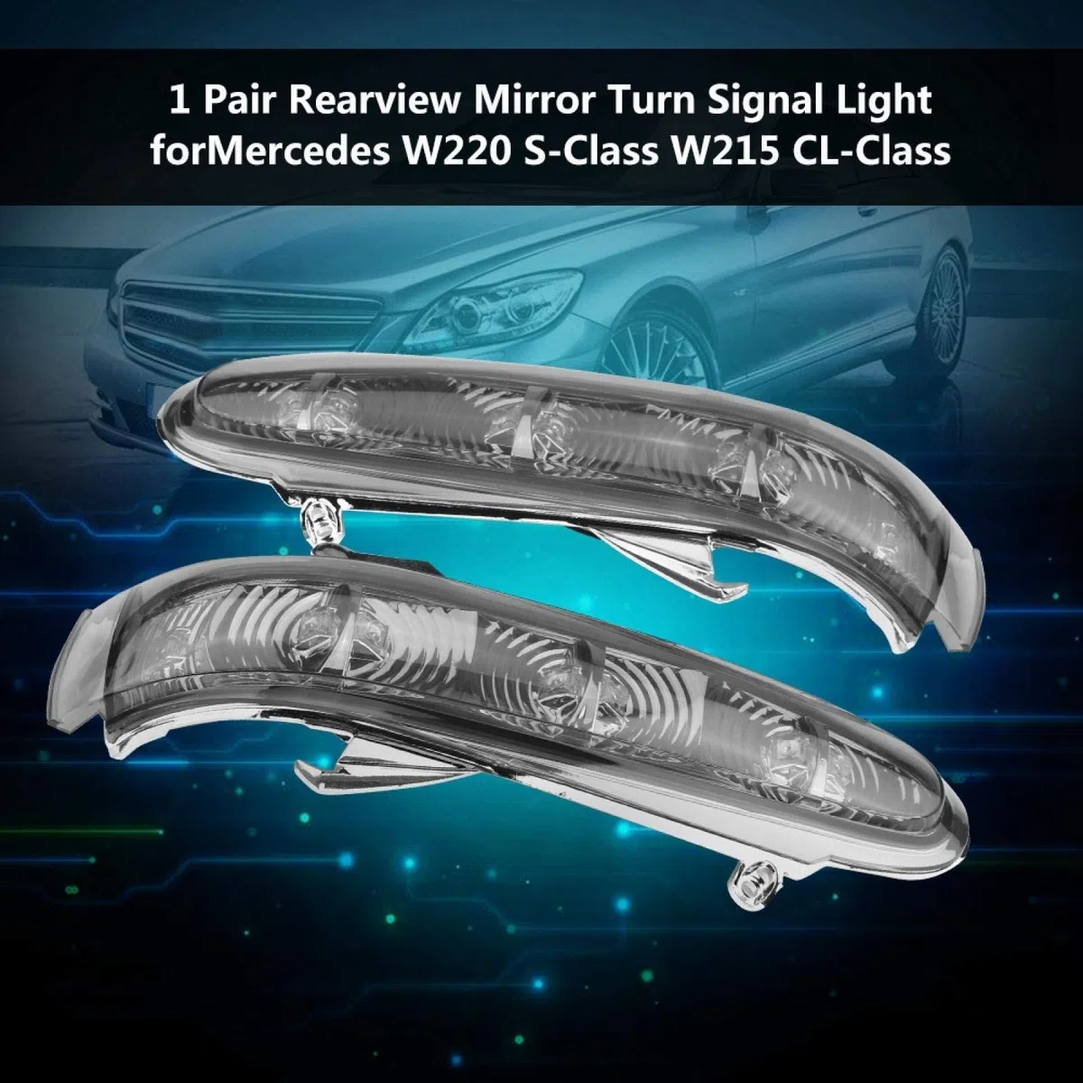 Qiilu 1 par de luz intermitente indicadora de espejo retrovisor para para W220 Clase S W215 Clase CL H3k855