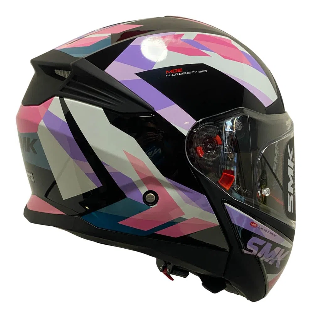 Casco de Moto Modular SMK Gullwing Charger Rosa Abatible con Visor Solar - Homologado P/J ECE 22.06 - Designed