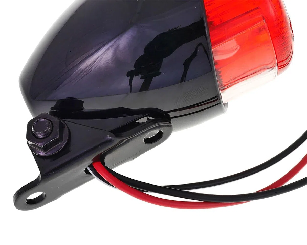 Piloto trasero/freno mini negro homologado compatible con chopper, moto custom