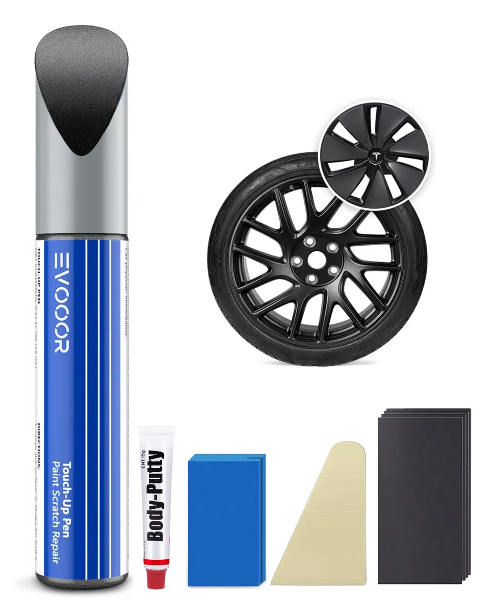Photon Grey Tesla Llantas Kit de lápiz de retoque para Tesla Model 3 18 pulgadas 2024 – Coincidencia exacta – Repara arañazos y astillas (Photon Grey)