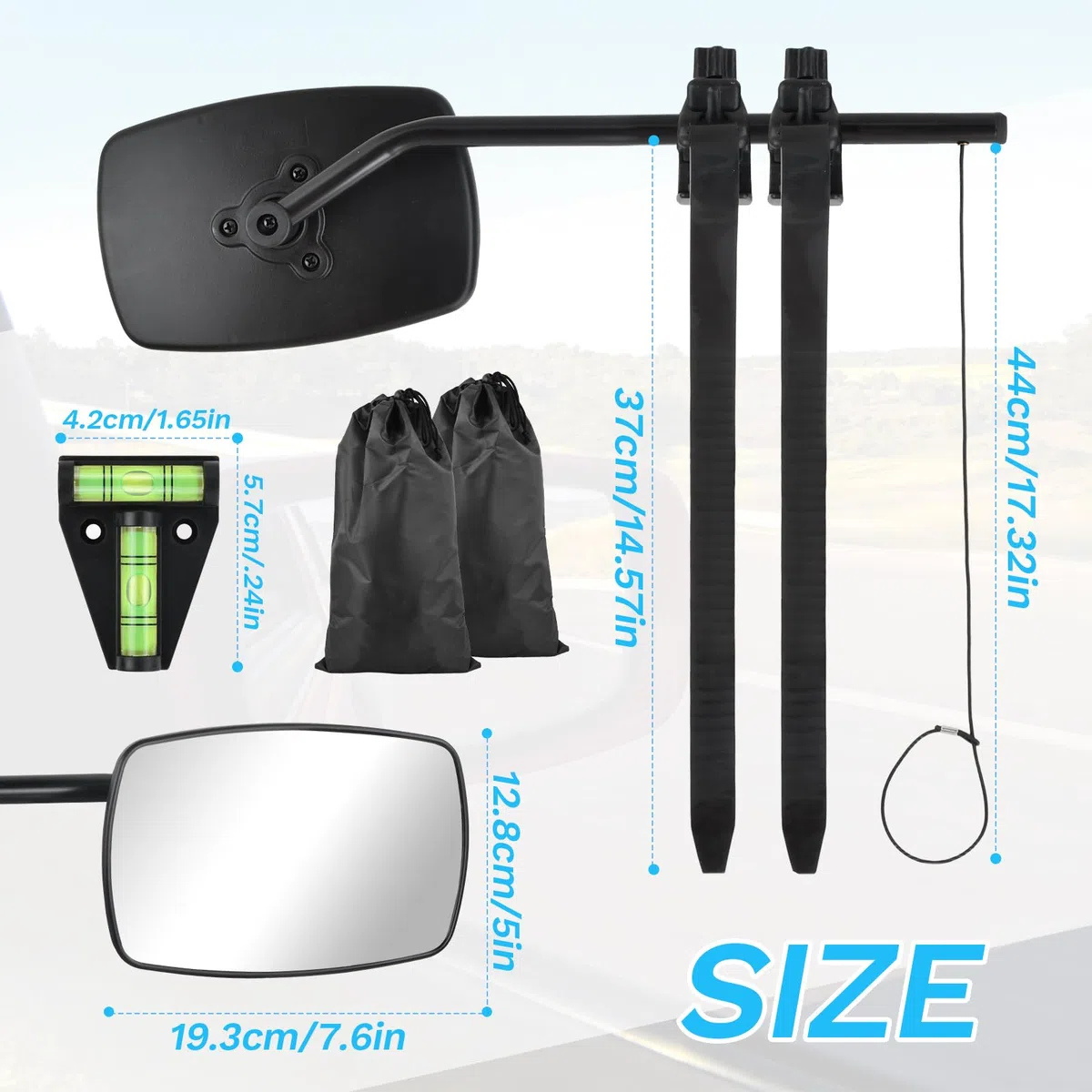 2PCS Espejos de Remolque, 19x13cm Universal Retrovisores de Caravana, Espejos Exteriores, Extensión de Remolque Auxiliar, para Coche Camion RV, Izquierda + Derecha