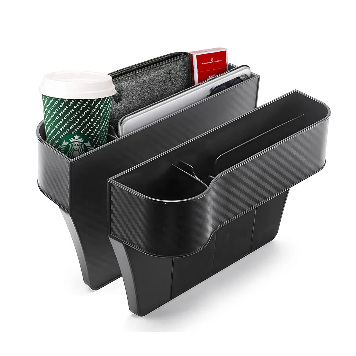 2 Piezas Organizador de Almacenamiento Gap Asiento de Coche, Asiento Universal Auto Gap Organizador Caja, Caja de Almacenamiento de Asiento de Automóvil, para Móviles Llaves(Negro)