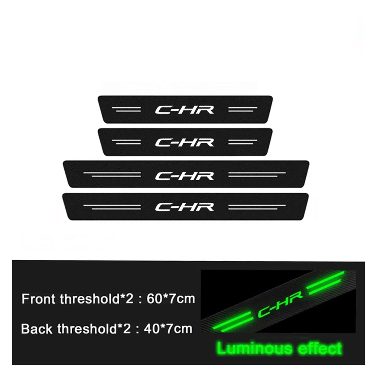 Pegatinas Luminosas para Umbral de Puerta, Pegatinas Protectoras para Parachoques de Maletero, compatibles con Toyota CHR C-HR 2016-2022 (Color: 4pcs Door Sill)