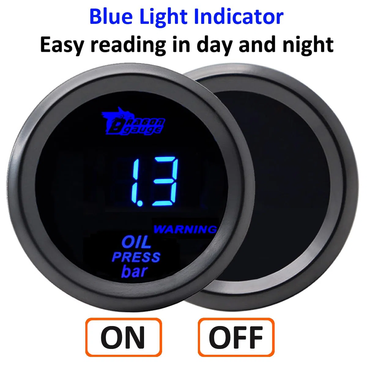 Medidor de Presión de Aceite para Coche 52mm Indicador de Aceite Presión para Auto 12V Azul Luz Digital Manómetro de Press para Automóvil 0 a 7 Bar