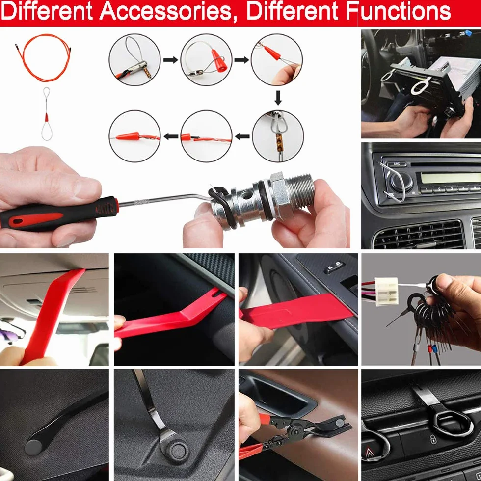 Kit Herramientas Desmontaje Interior Coche, 43Pcs Palanca de Plástico Coche para Desmontar el Salpicadero, Audio Vehículo,Interior Recubrimiento Desmontaje(Alta dureza, Pero No Daña el Coche)