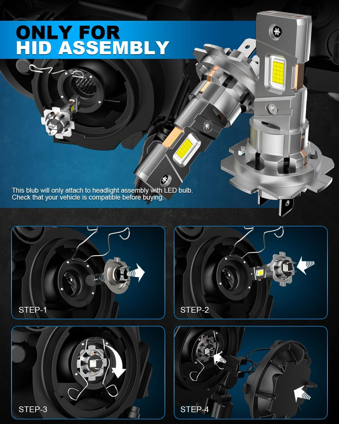 H7 LED 110W 50000LM Bombillas, 30 Chips CSP 700% 6500K Blanco frío Bombilla H7 , diseño Mini 1:1 Kit de Conversión Halógena 12V,para Coches y Motos Plug and Play, Paquete de 2