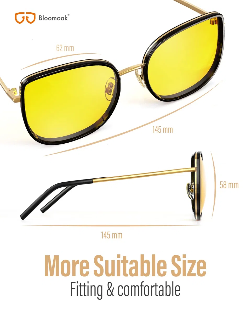 Bloomoak Gafas de Conducción Nocturna de Moda para Mujer/Gafas Polarizadas de Visión Nocturna/Antideslumbramiento/Protección UV 400