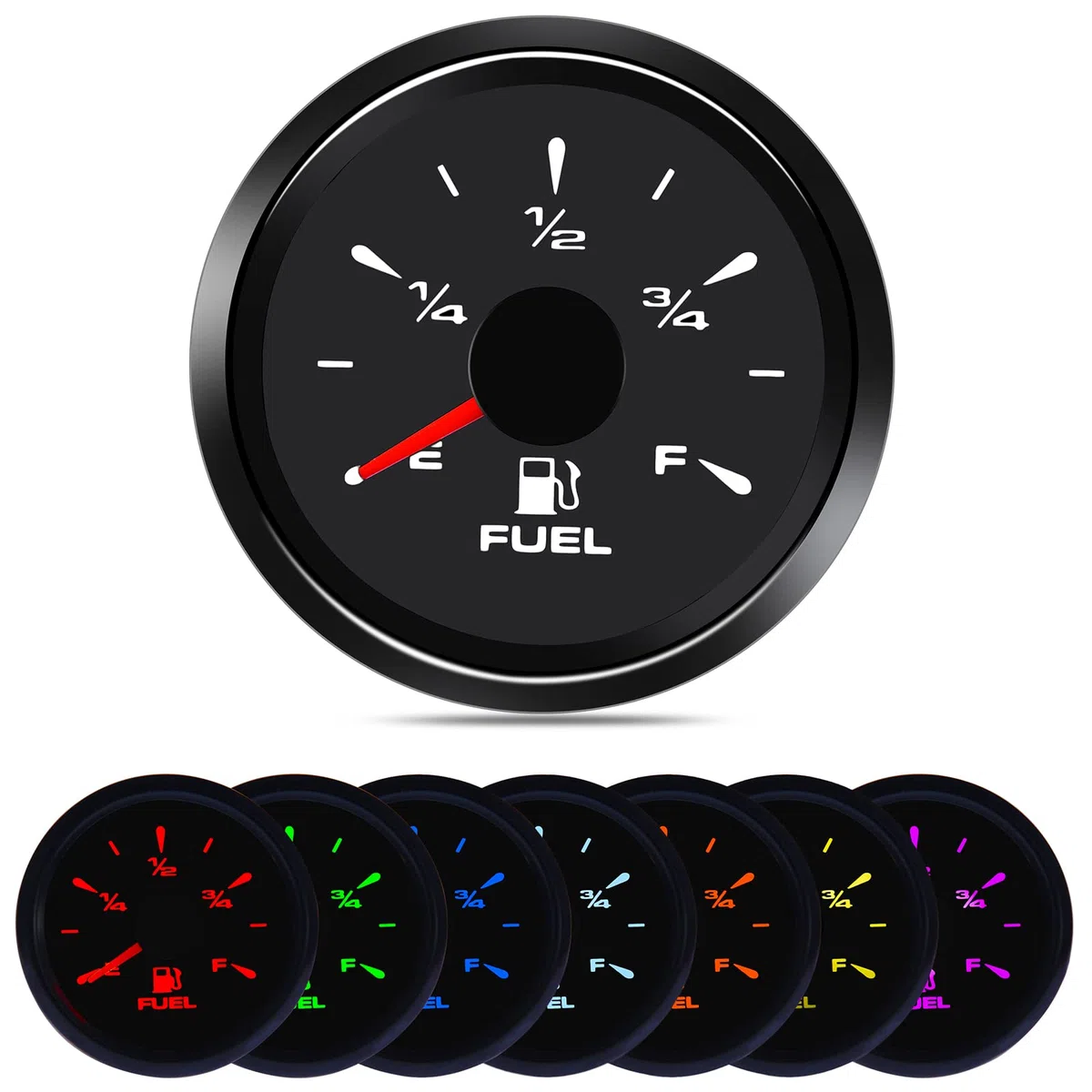 Geloo 52mm Medidor de Nivel de Combustible, Universal Indicador Digital de Coche Medidor 0~190 ohm y 240-33 ohm