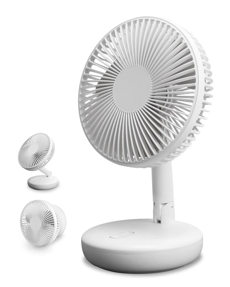 SUPAREE 30dB Ventilador Portátil Silencioso para Autocaravana Recargable de Montaje en Pared para Coche con USB Batería de 4800mAh Luz y 3 Velocidades para Caravana Viajes y Hogar