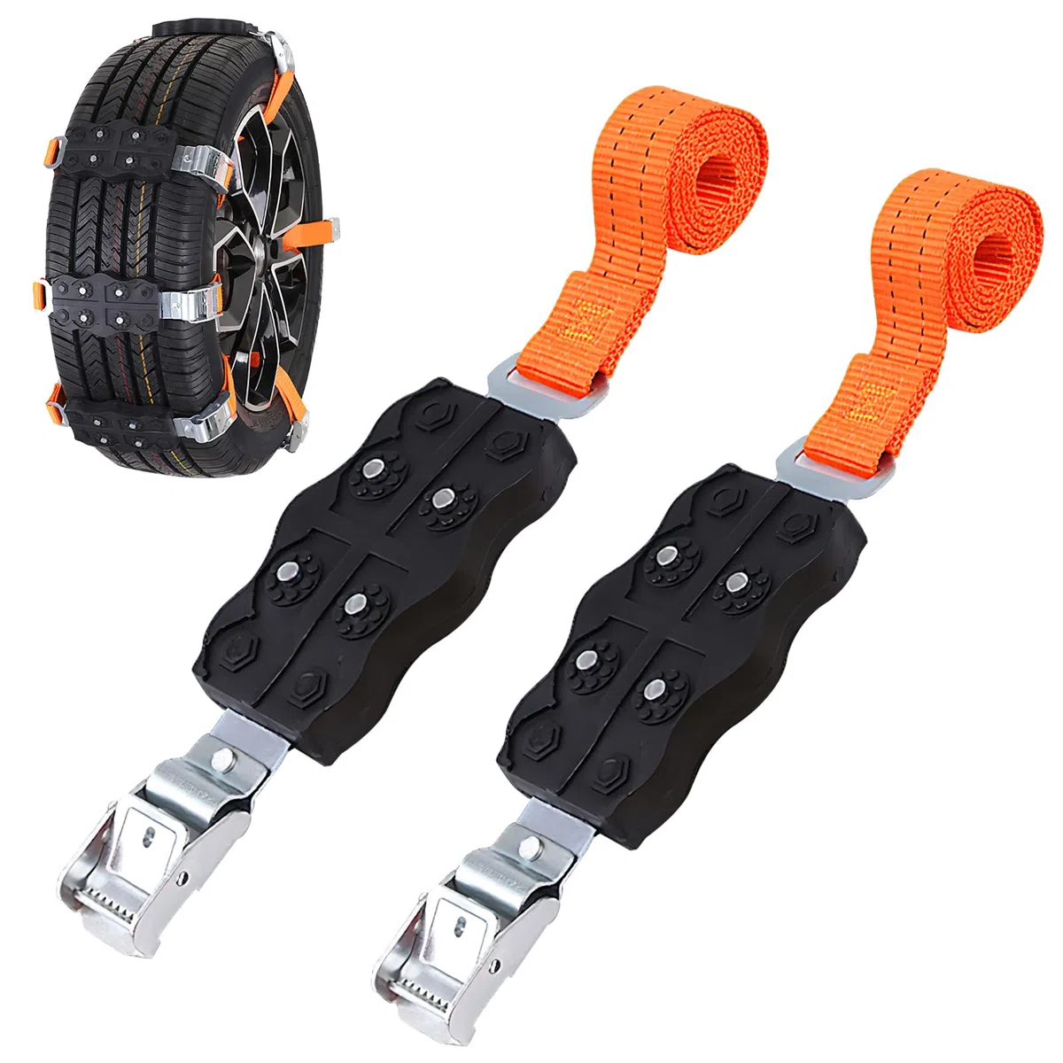 Cadenas de Nieve de Goma para Neumáticos de Invierno, Universales para Coches, Cinturón Antideslizante (S-2pcs)