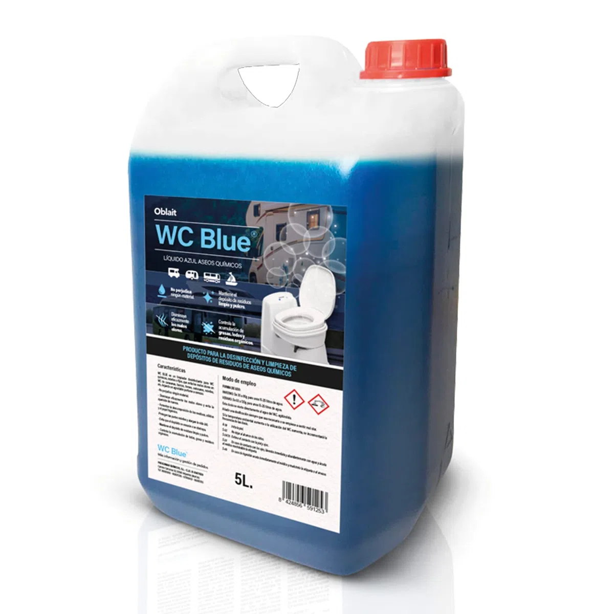 WC Blue Aditivo para Aguas negras 5 Litros, Sanitary Fluid Caravanas, Depósito de Residuos