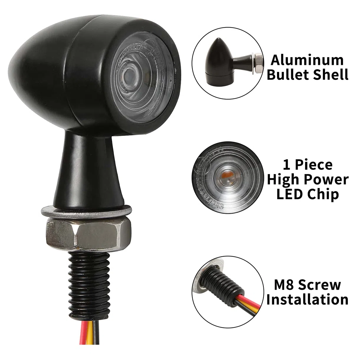 DREAMIZER Intermitentes Moto LED, 12V 2PCS Indicadores de motocicleta Mini luces de señal de giro E-marked Universal para Scooter Quad Cruiser Off Road Cafe Racer.