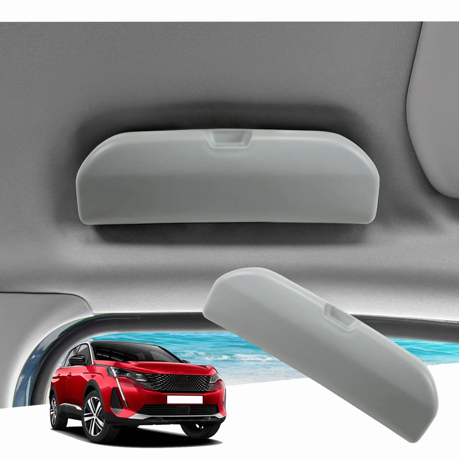 GAFAT Compatible con Peugeot 3008 5008 2016-2025 2026 Soporte para Gafas de Sol, Nuevo e3008 3 III GT Allure Caja de Almacenamiento Organizador, E-3008 e-5008 Accesorios [OEM Original] (Gris)