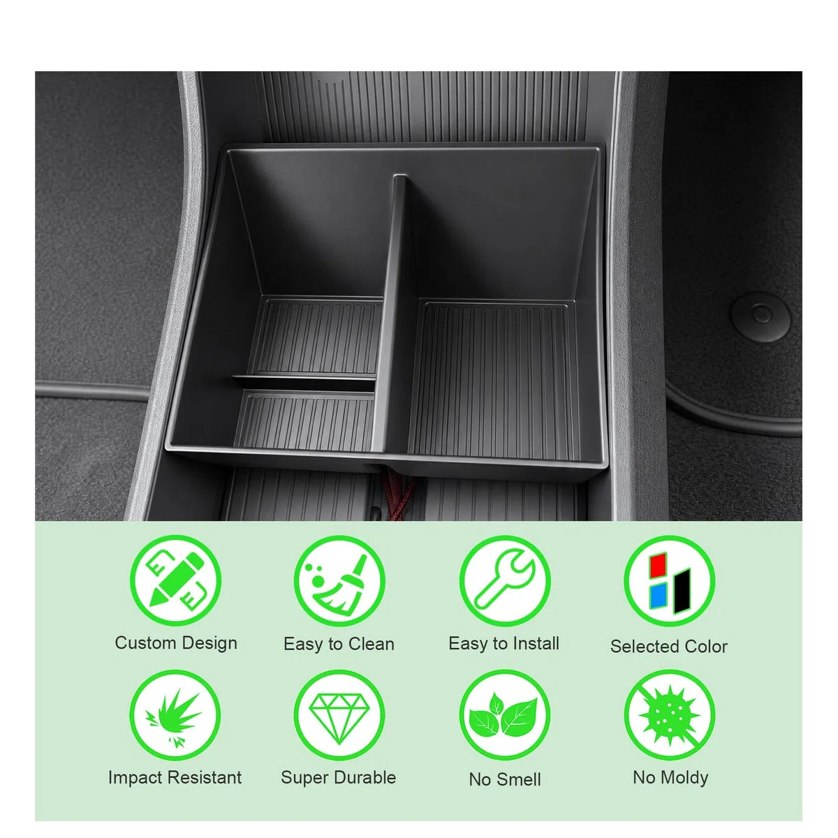GAFAT Compatible con Volvo EX30 2026 2025 2024 caja de almacenamiento de la consola central, organizador de estantes inferiores para accesorios EX 30, hecho de goma TPE, antideslizante con 4