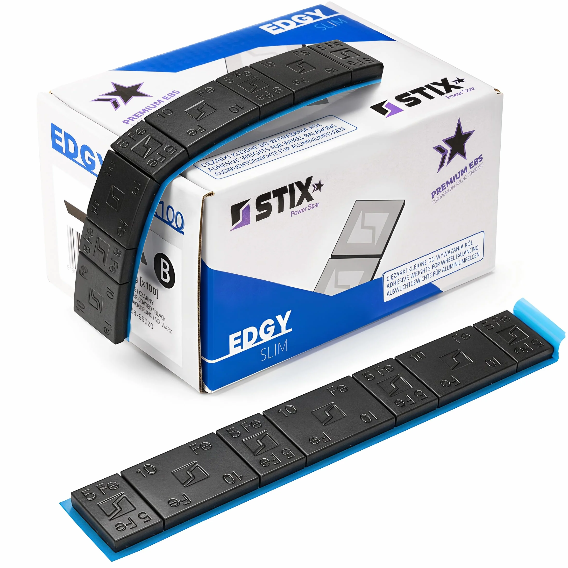 Stix 100x Klebegewichte para llantas de aluminio 5+10g, contrapesos negros, rieles adhesivos para llantas de automóviles, furgonetas y SUV