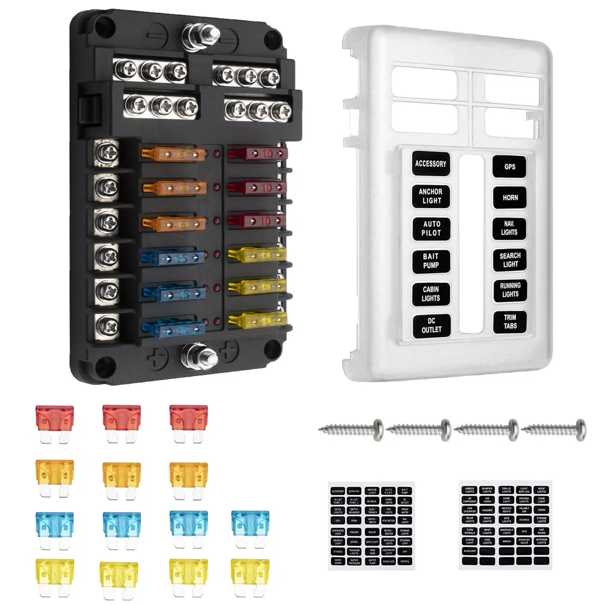 Portafusibles 12v Coche ZEALfix Caja Fusibles 12 Vías Porta Fusibles con Indicador de Luz para Coche RV Barco Camión Vehículo SUV Yate