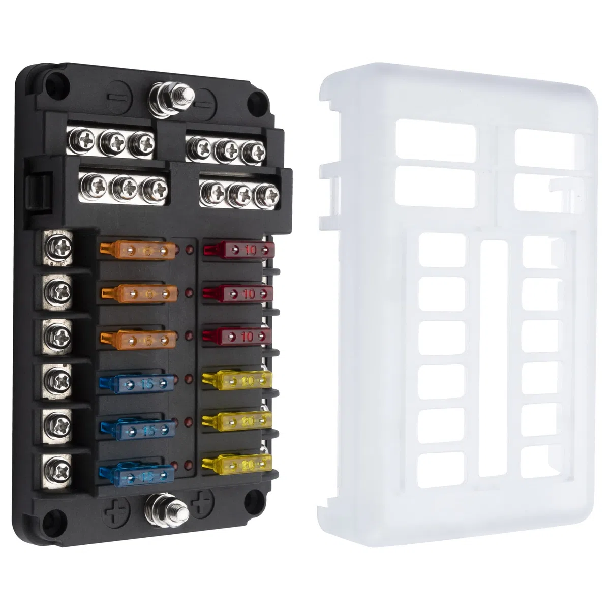 Portafusibles 12v Coche ZEALfix Caja Fusibles 12 Vías Porta Fusibles con Indicador de Luz para Coche RV Barco Camión Vehículo SUV Yate