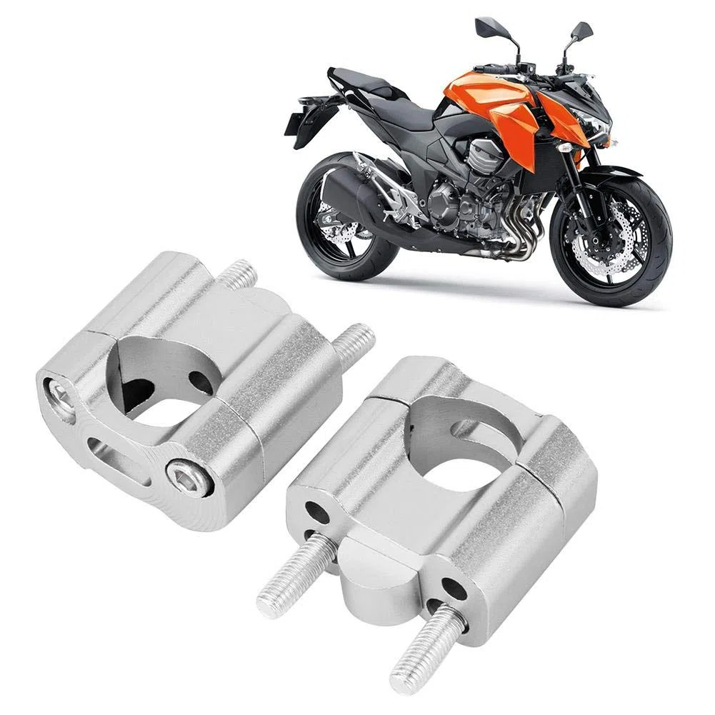 Elevador de eslabones de motocicleta, Par 22 mm / 28 mm Elevador de manillar de motocicleta con aleación de aluminio CNC(Plata)