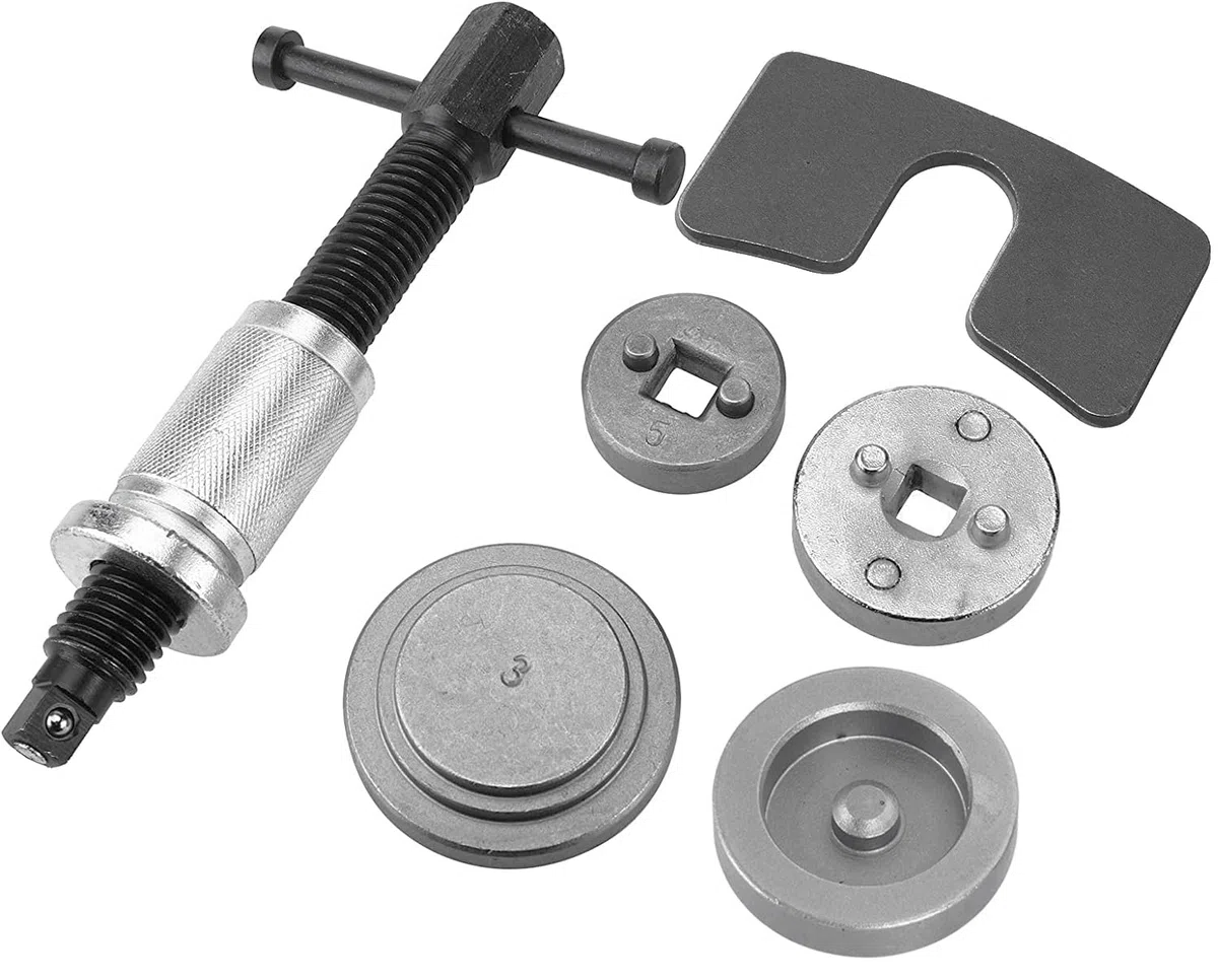 JOMAFA - REPOSICIONADOR DE PISTONES DE FRENOS CON ROSCA para reposicionar el pistón de freno al cambiar los discos, las zapatas o las pastillas de freno con TRES ADAPTADORES