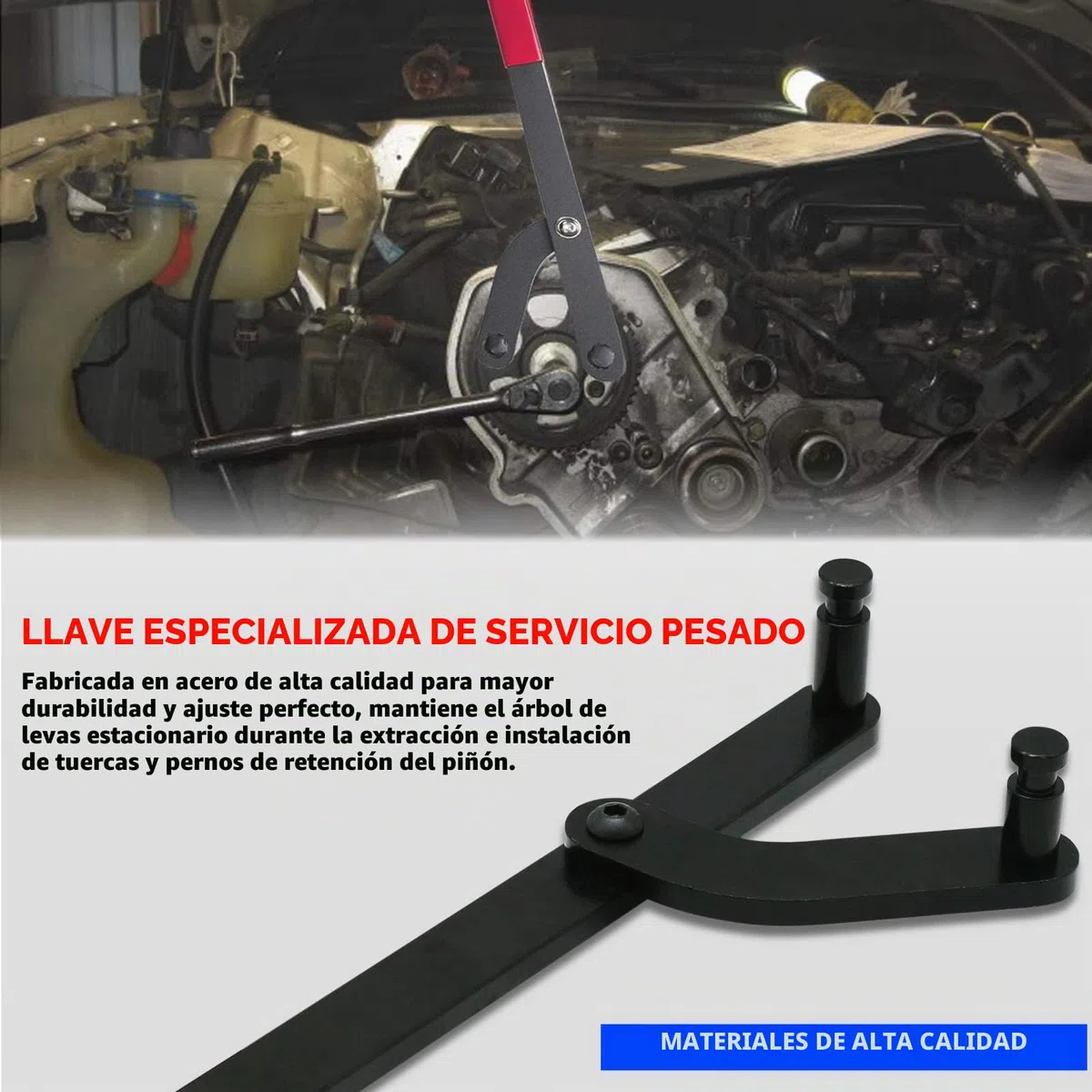 Universal Ajustable Herramienta de Soporte contra Sujeción de Polea, Herramientas de Contrapeso de Llave Coche Vehículo Juego de árbol de levas
