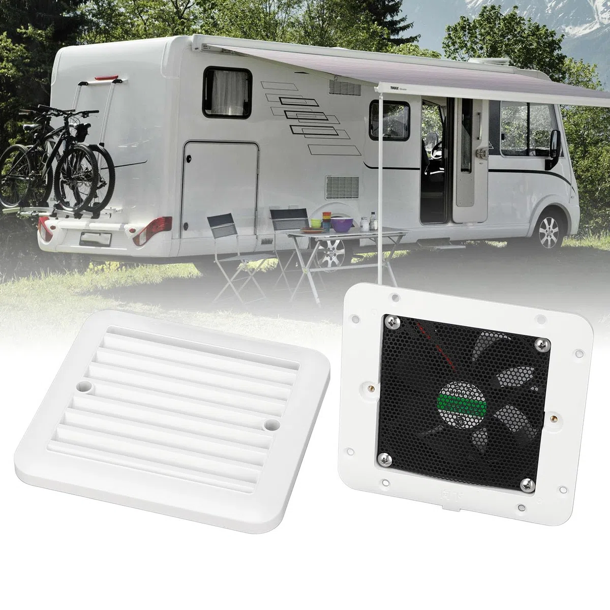 Extractor de Aire RV de 12 V, Extractor de Ventilación Lateral, Ventilador de Ventilación, 97 X 97 Mm para Remolques, Barcos, Caravanas, Fácil Instalación con Diseño Antimoscas