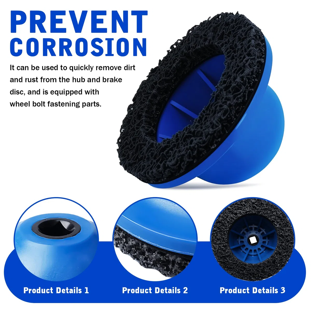 BAIFULAI Amoladora de buje de rueda: azul lijadora de cubo de rueda para coche, acabado de plástico, diámetro interior de 90 mm, diámetro exterior de 150 mm, lijadora de buje para llave de impacto de