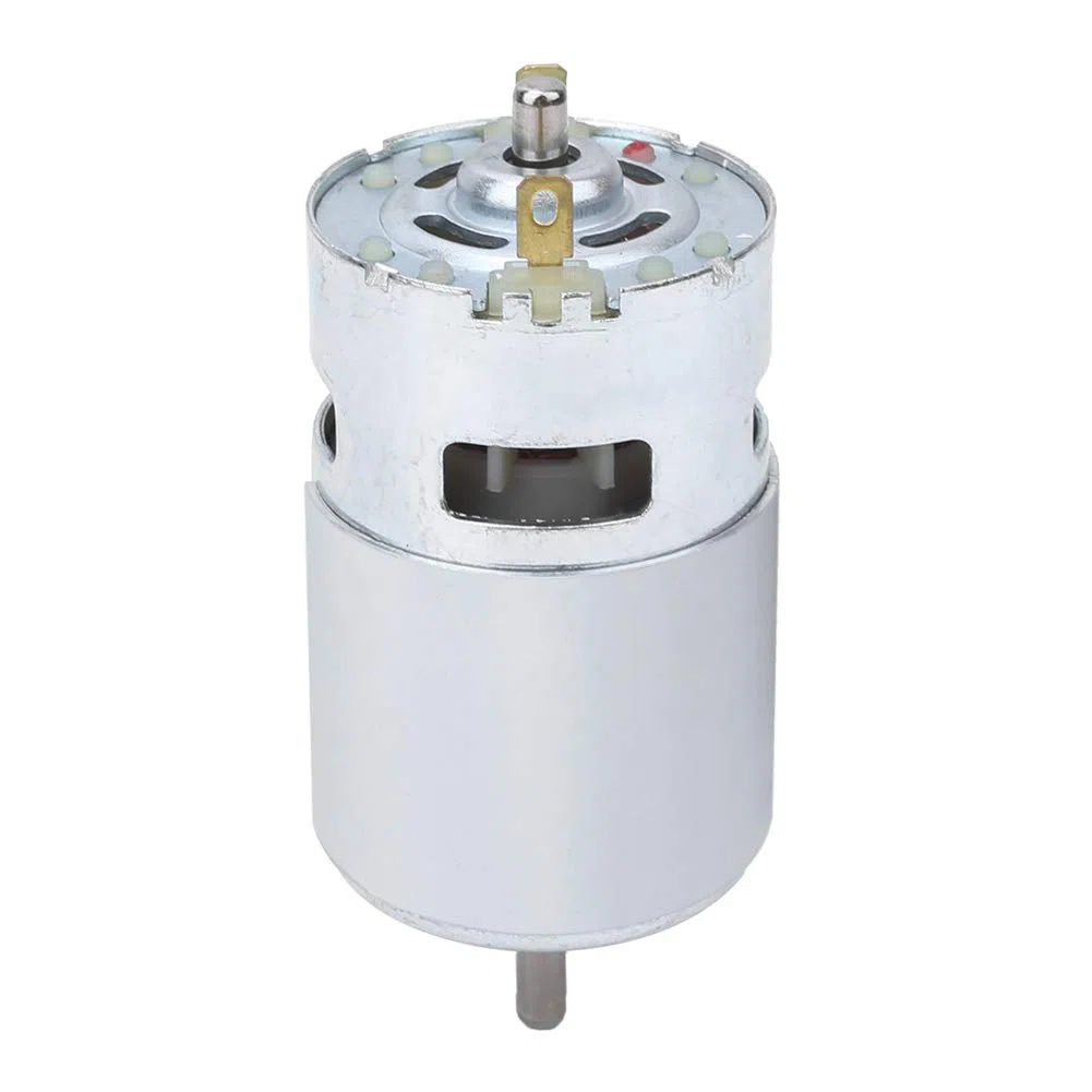 Motor de rodamiento de bolas, motor grande estable de CC 12-24 V, tornillo de alta velocidad doble para velocidad de alta revolución, diámetro del eje delantero y trasero d