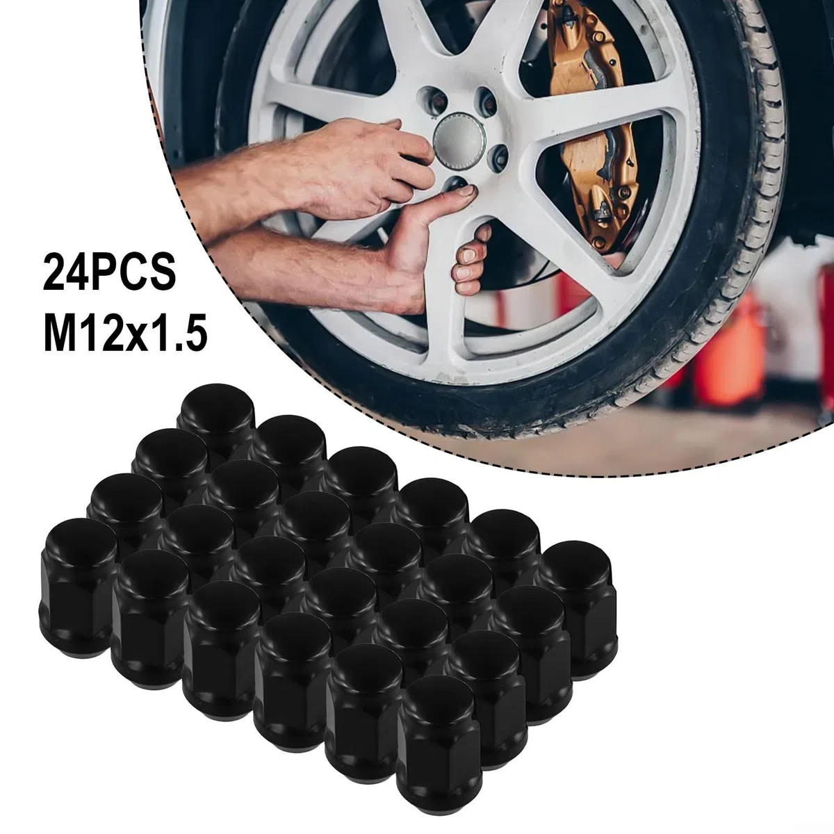 24 tuercas de llanta de 12 x 1,5 para Land Cruiser y para coches Ford con diseño de asiento cónico y tamaño de enchufe de 19 mm