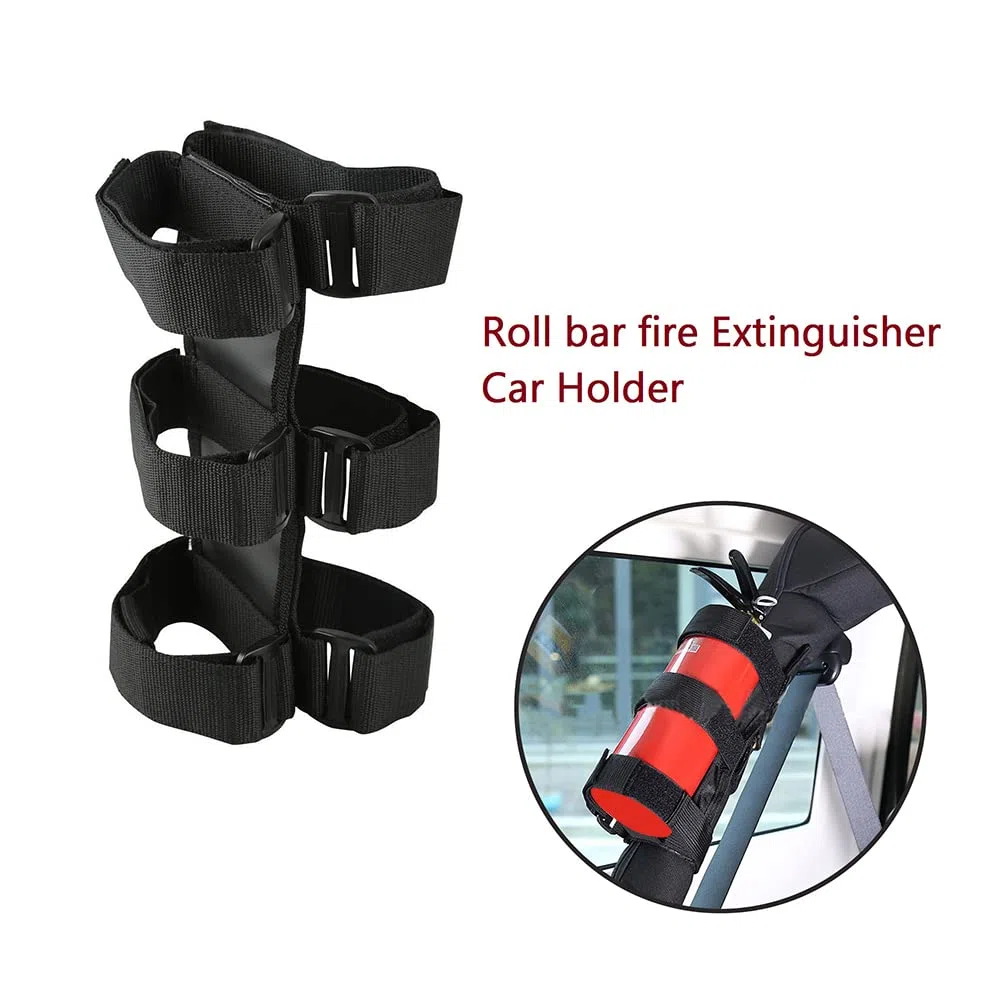 Soporte de almacenamiento de extintor de incendios para barra de automóvil, color negro