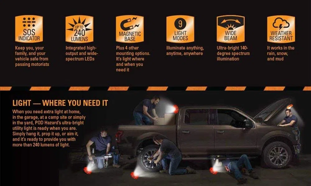 SMAMS Coche, luz Emergencia Coche, Luces de Emergencia, Leds Rotativo, Baliza, Luces de Emergencias para Vehiculos, Coches, Camiones, con Base Magnética y Gancho (6)