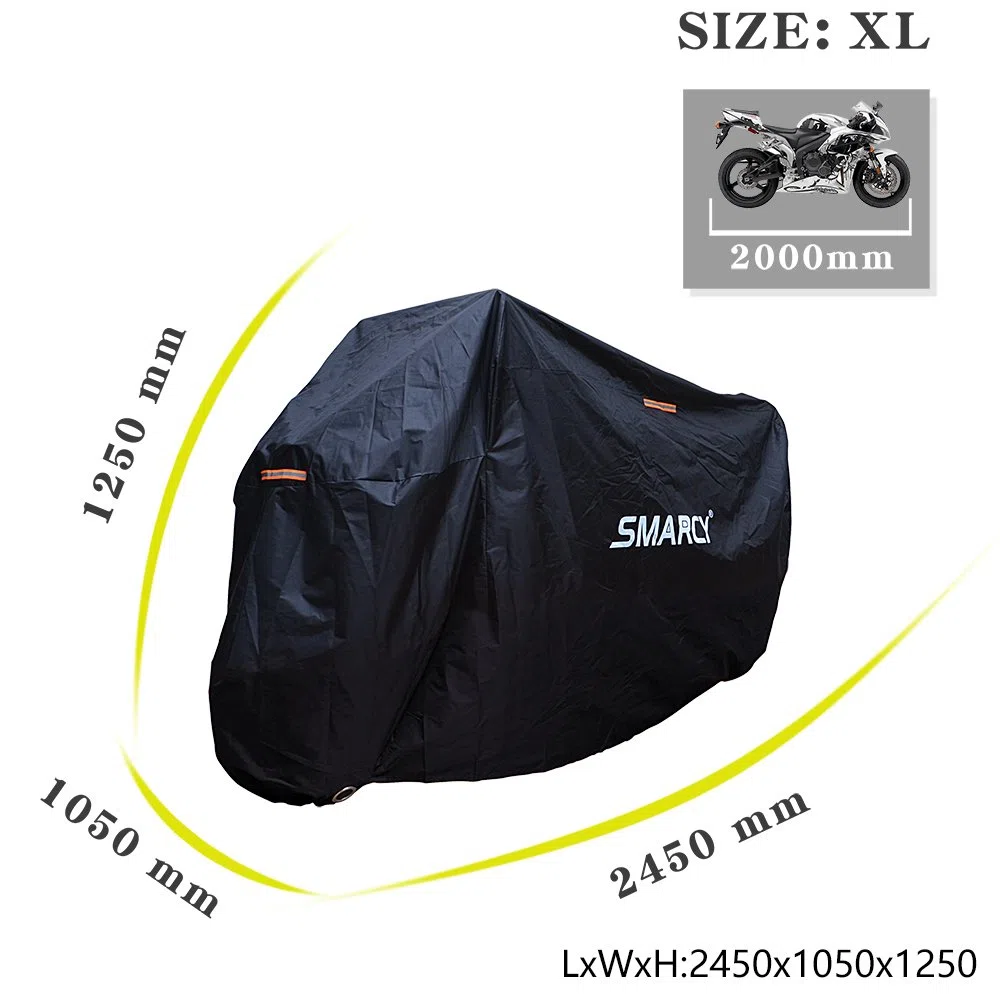 Funda Protector para Moto, Cubierta para Moto/Motocicleta Resistente al Agua a Prueba de UV, Color Negro XL