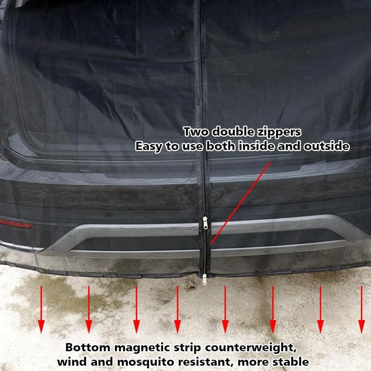 Cubierta para Maletero de Puerta Trasera de Gran Tamaño,Cortinas de Protección Solar Magnéticas,Mosquitera para Techo,Caravana O Camping,Coche para Viaje(170 * 140cm)