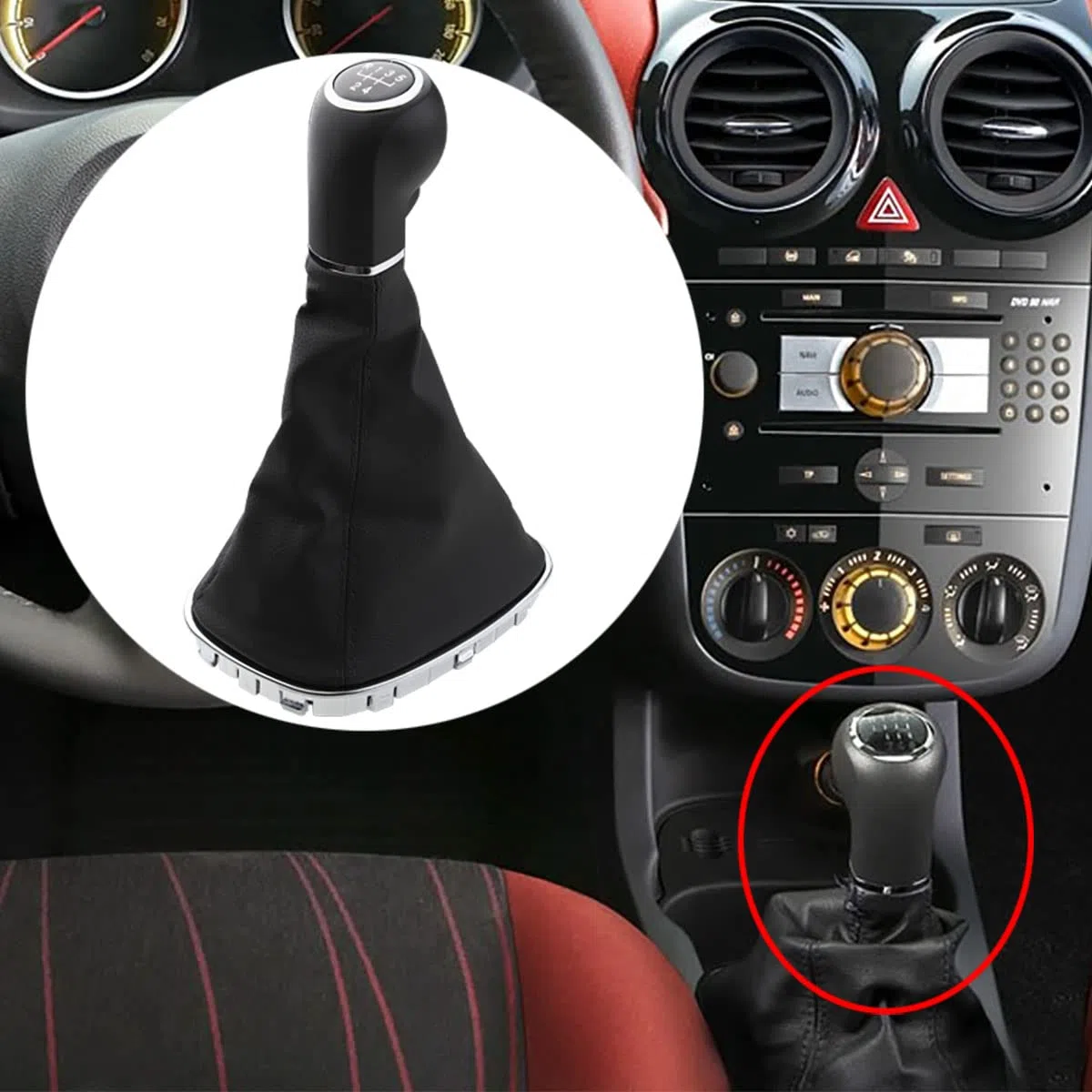 KASturbo Pomo de Cambio de 5 Velocidades Compatible con Opel Vauxhall Corsa D 2006-2014 009140093 19276456