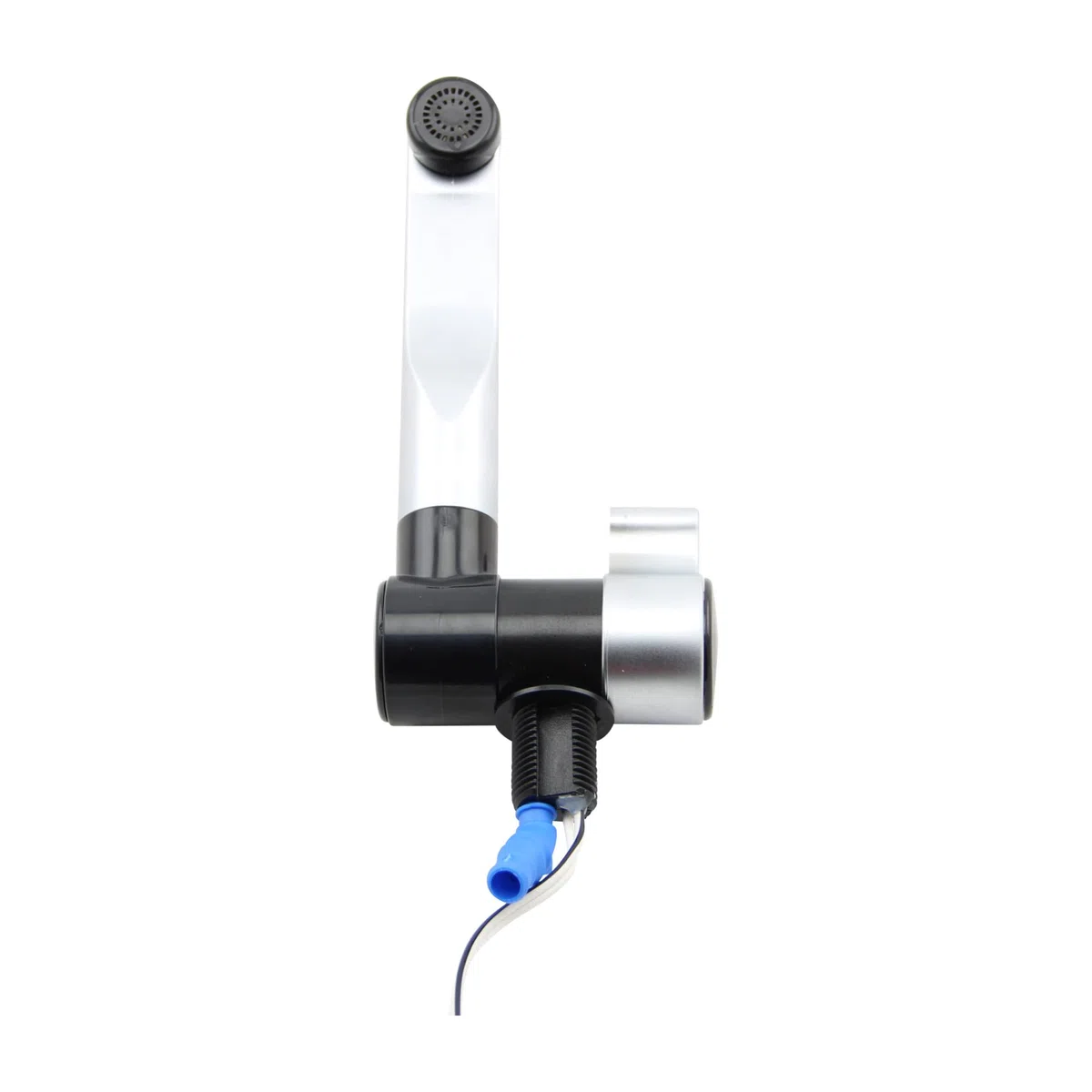 Grifo London con interruptor automático | Agua para cocina, baño, caravana, campista, gastronomía (Negro/Mate cromado)