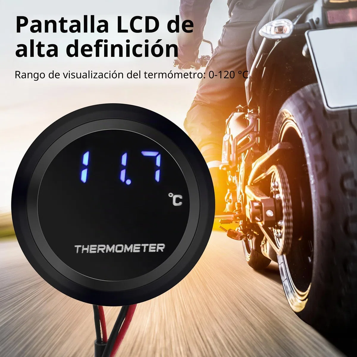KSTE - Termómetro impermeable para motocicleta, termómetro de temperatura del agua, termómetro digital impermeable, termómetro de agua para H-Onda K-awasaki Y-amaha S-uzuki (color: luz azul)
