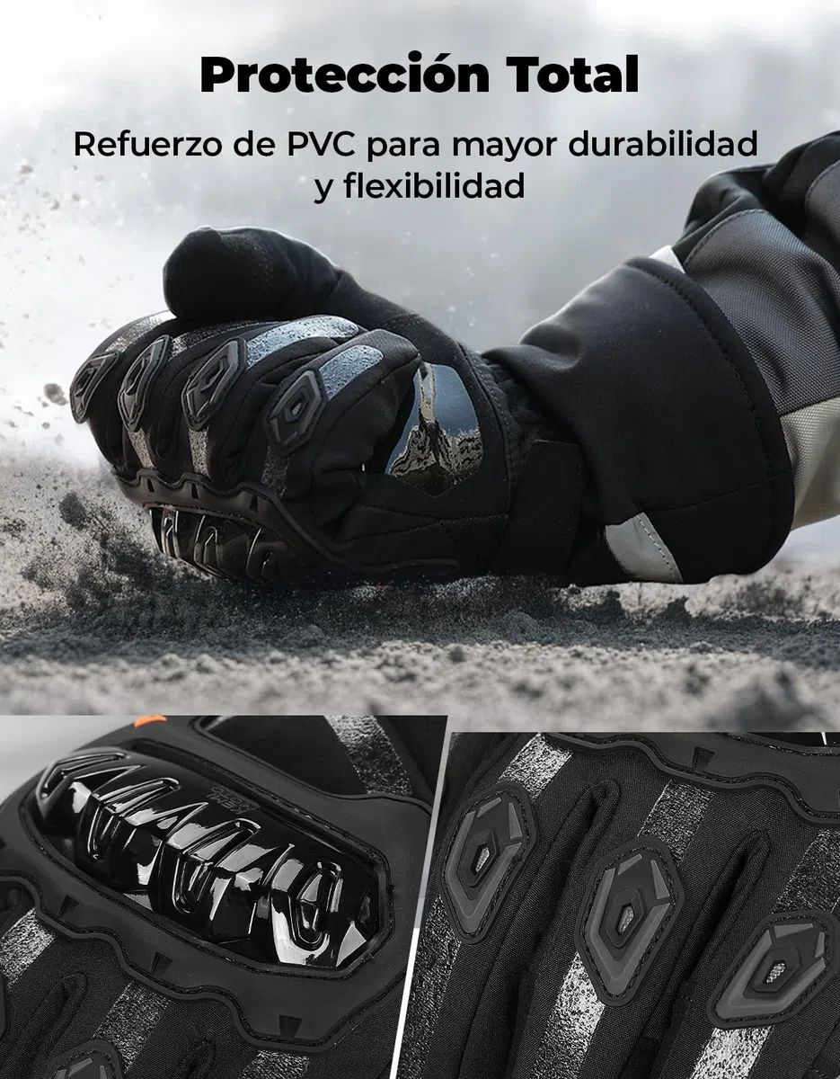 KEMIMOTO Guantes Moto Invierno, Impermeable de Manera Eficiente Guantes Moto Hombre Homologados Protección Multicapa Conserva Calor Pantalla Táctil, Deportes al Aire Libre Esquí Motociclismo