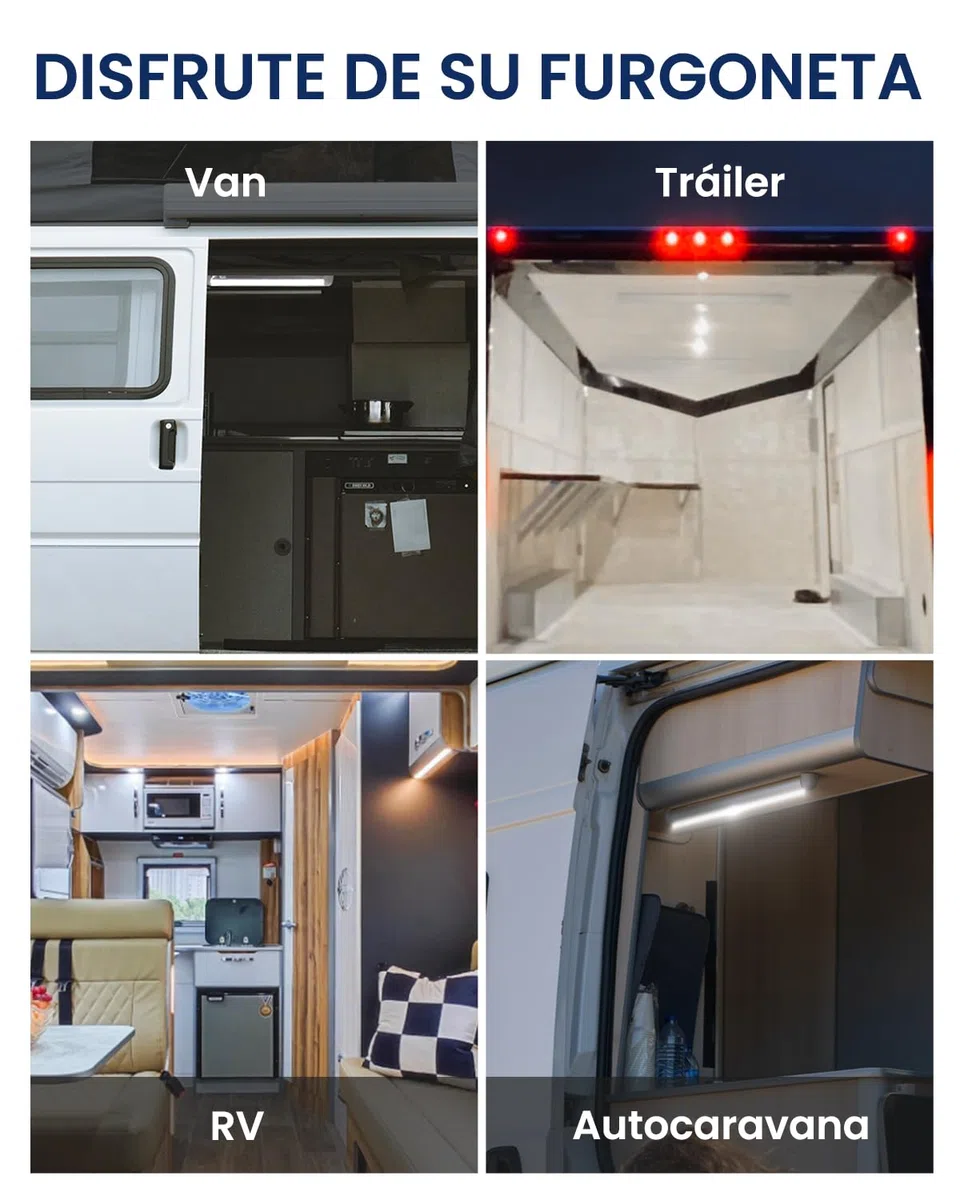 Bonlux luces led coche interior 12V, ultrafina de 120 LED, luz de techo para caravana, caravana, autocaravana, cocina interior con interruptor, 6500 K, ultra brillante, paquete de 4 unidades