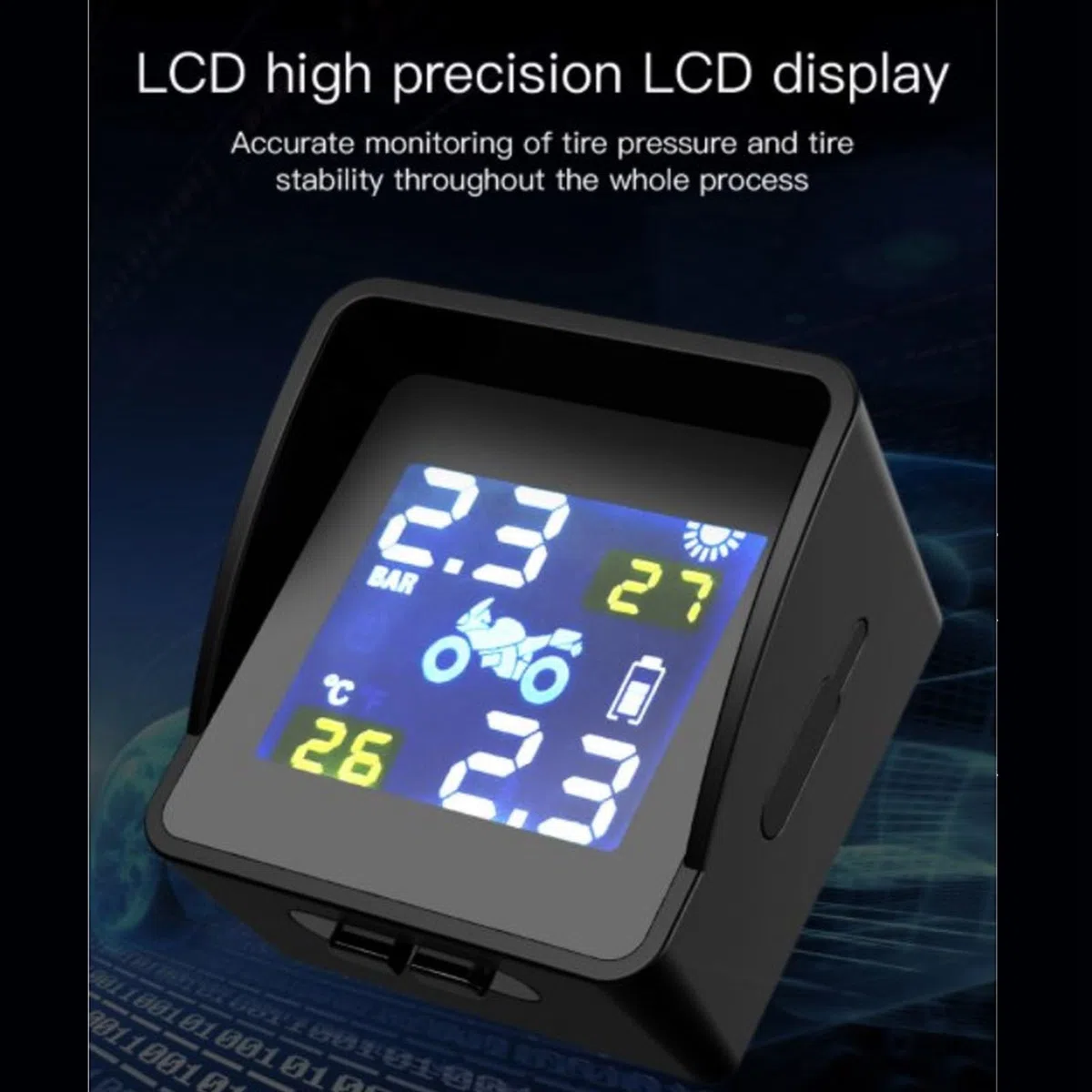 De Monitorizacion De Presion De Neumaticos Solar Tpms Pantalla Lcd Alarma De Presion Para Moto Scooter