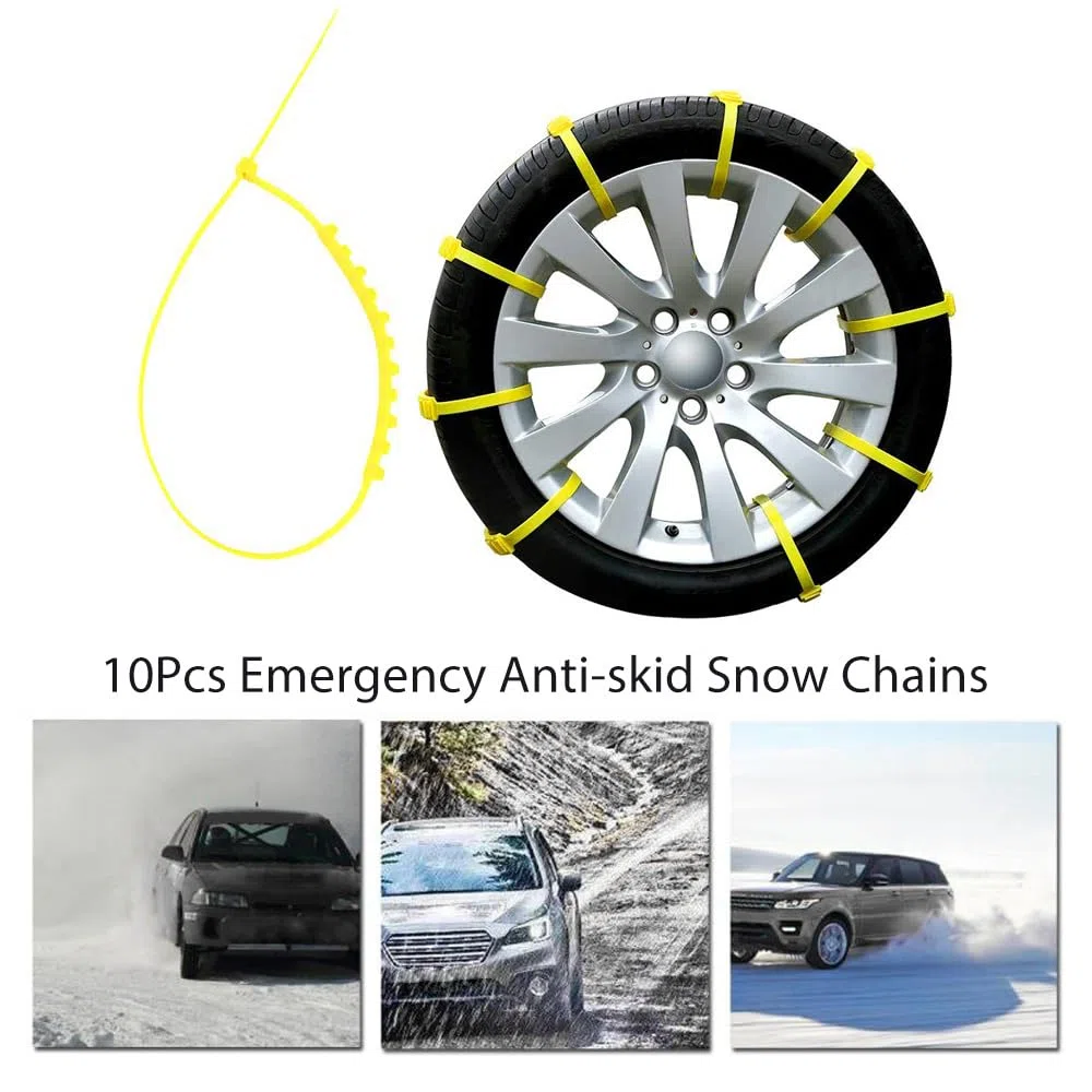 Riloer Cadenas de Nieve, 10 Cadenas Universales de Neumáticos Antideslizantes para Emergencias al Aire Libre para Neumáticos de Coche con un Ancho de Neumático de 145-295 mm
