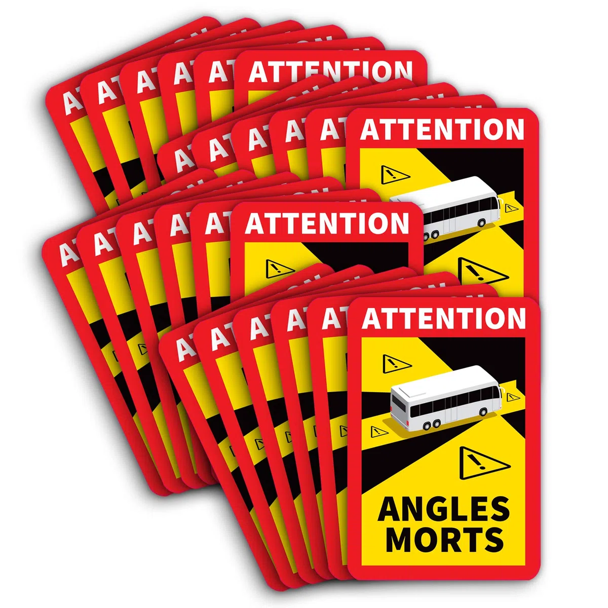 24 pegatinas Attention Angles Morts, 25 x 17 cm, para autobús y caravanas, cartel de advertencia para Francia con protección UV, para uso en exteriores de STROBO