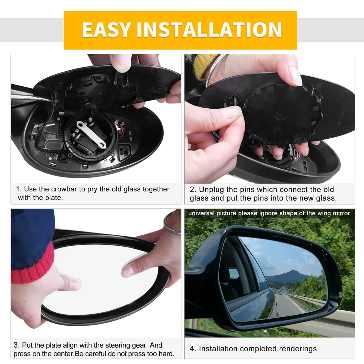 A ABSOPRO Espejo retrovisor lateral derecho de repuesto con placa de respaldo de vidrio asférico calefactado blanco para Renault Koleos 2008-2011