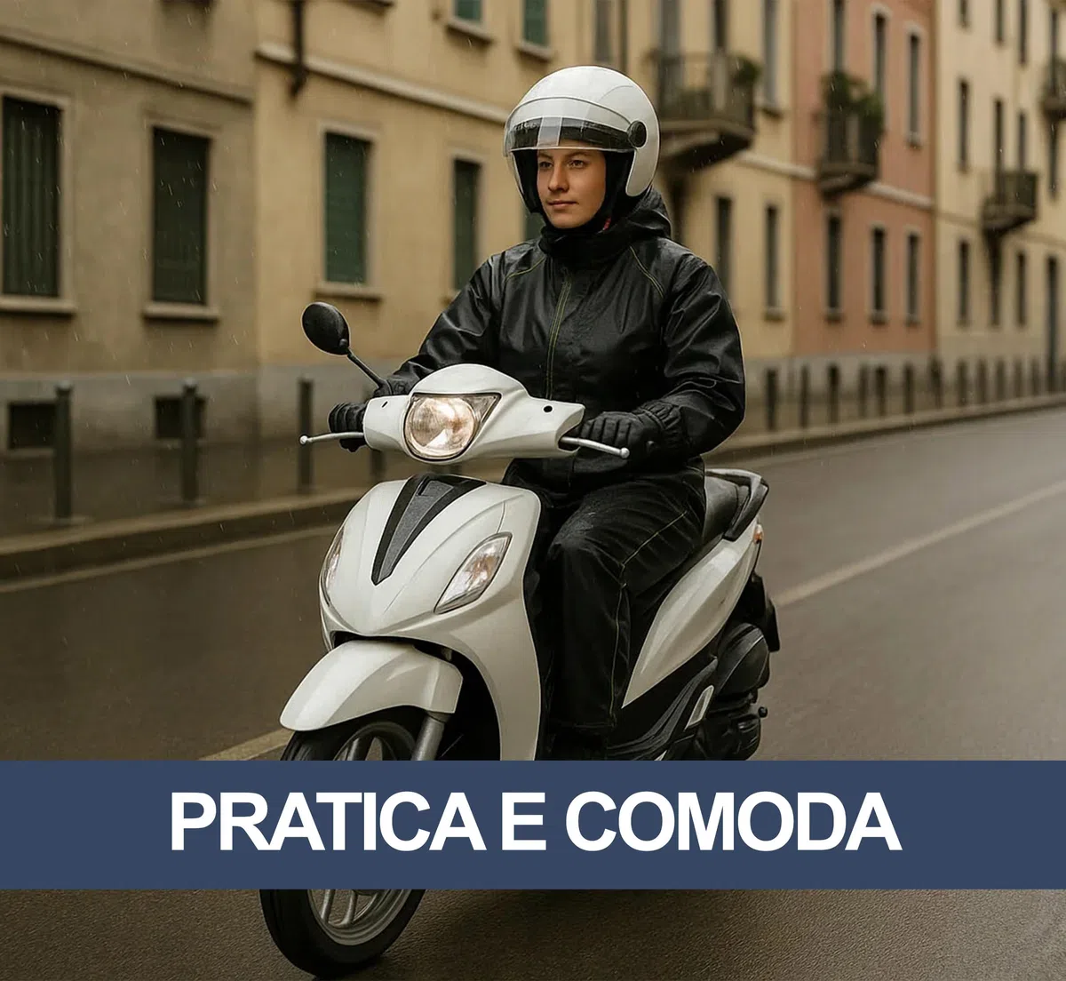 Auto Accessori Lupex Mono de moto, impermeable, resistente a la lluvia, cortaviento, negro, con bolsillo, completo con chaqueta y pantalón de lluvia con capucha retráctil, PVC, unisex para hombre y