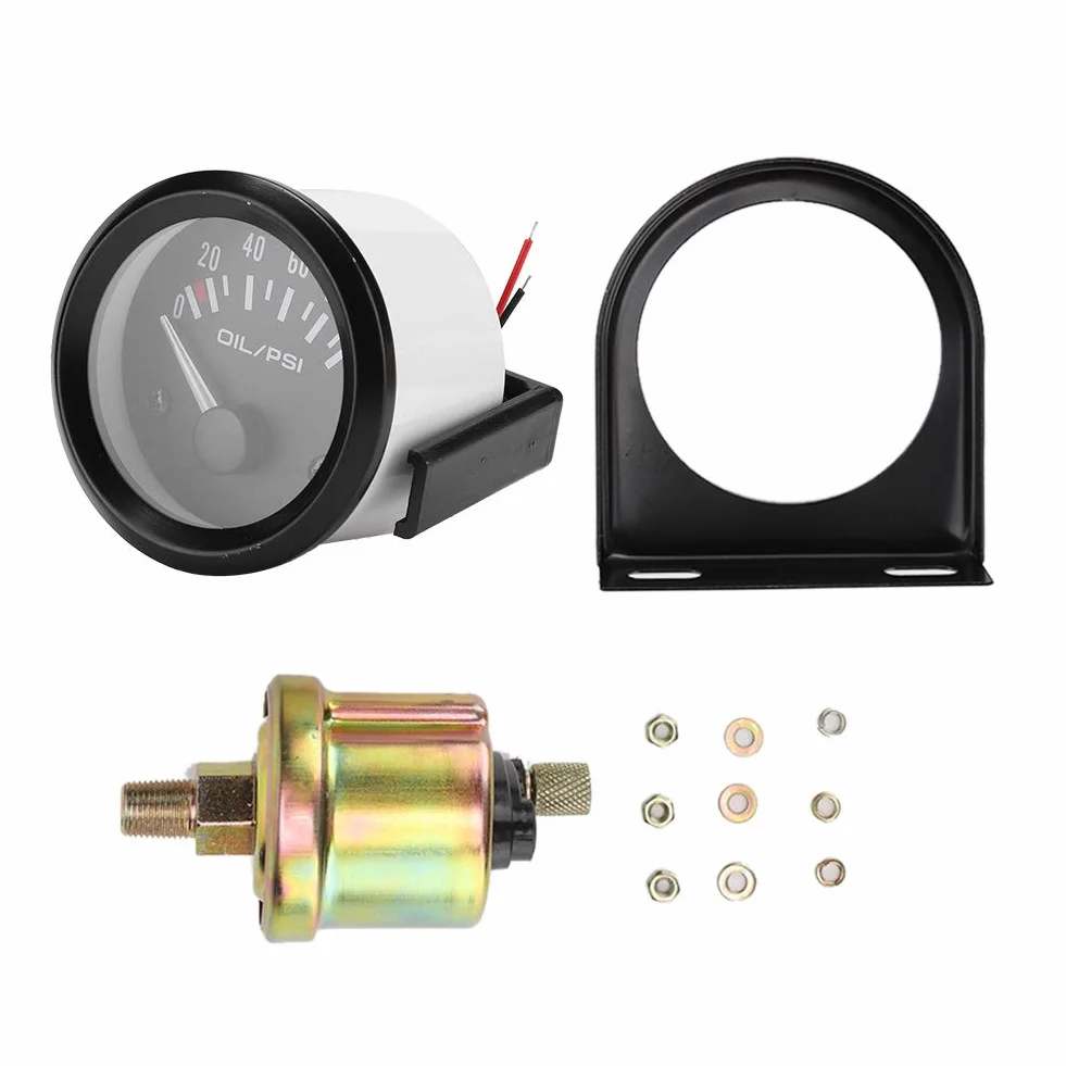Medidor de Presión de Aceite Universal 52mm para Automóvil 12V Indicador Electromagnético de Alta Precisión Accesorio de Modificación para Todos los Modelos de Coche