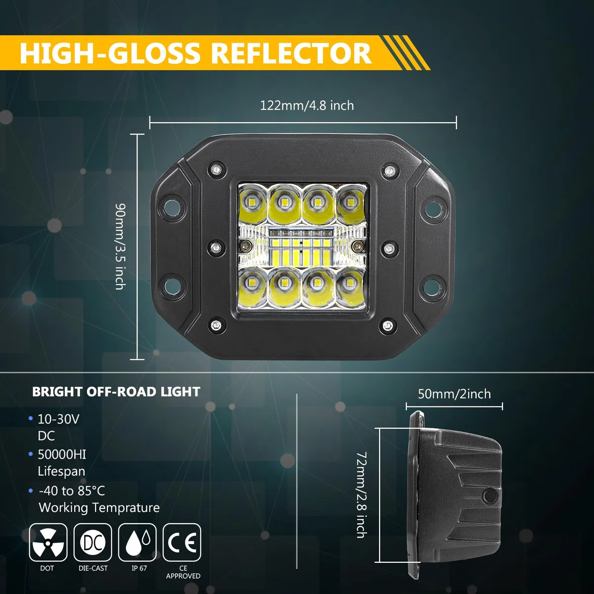 SKYWORLD Faros de trabajo, 2pcs 5 pulgadas 13cm 42W Spot Beam luces de trabajo focos led tractor faros para 4x4 4WD Coche SUV UTV ATV Off-road Camión Moto Barco 12V 24V