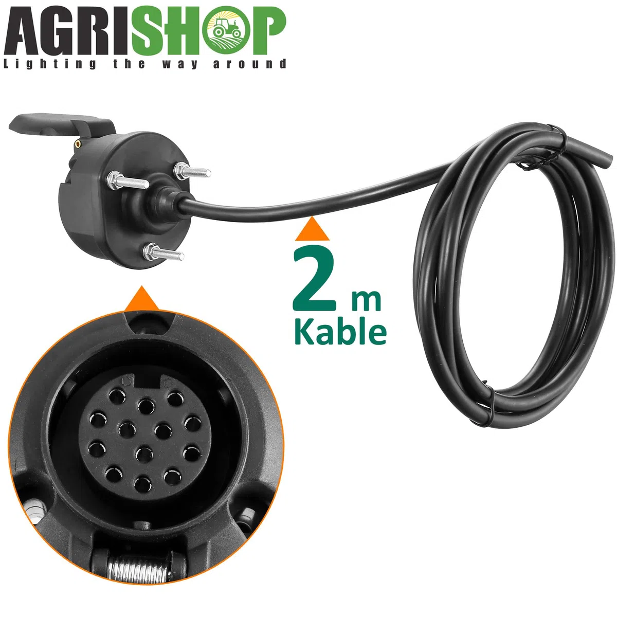 Zócalo de Remolqu 13 Polos con 2 m Cable Precableado