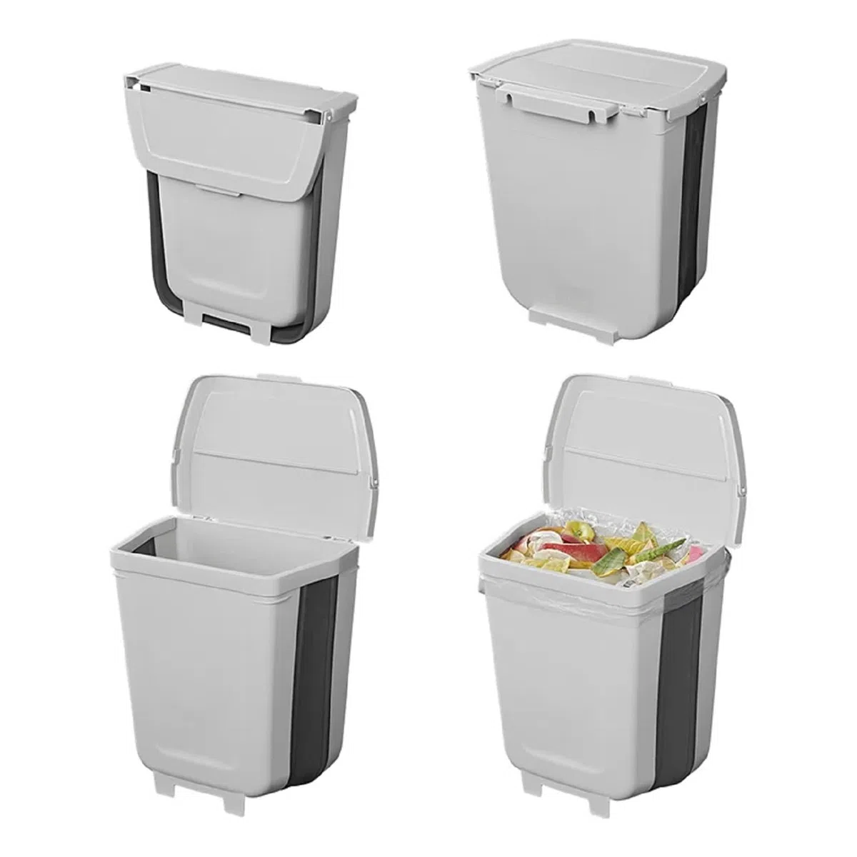 ProPlus Cubo de basura plegable de 8 l, 29 x 27 x 20 cm, para caravana, camping, cocina