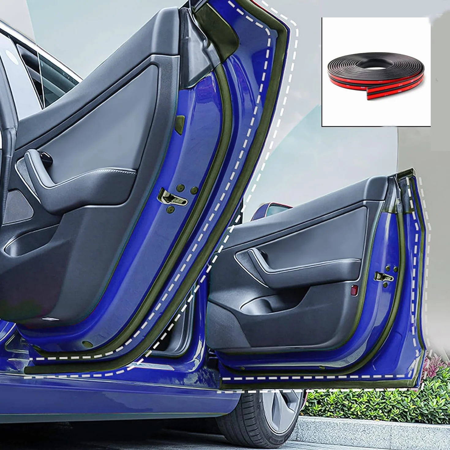 Kit De Sello De Puerta para Tesla Model 3, Sellado Insonorizado y Aislante del Ruido para Puertas y Ventanas de Automóviles, Tira de Sellado de Goma para Automóviles