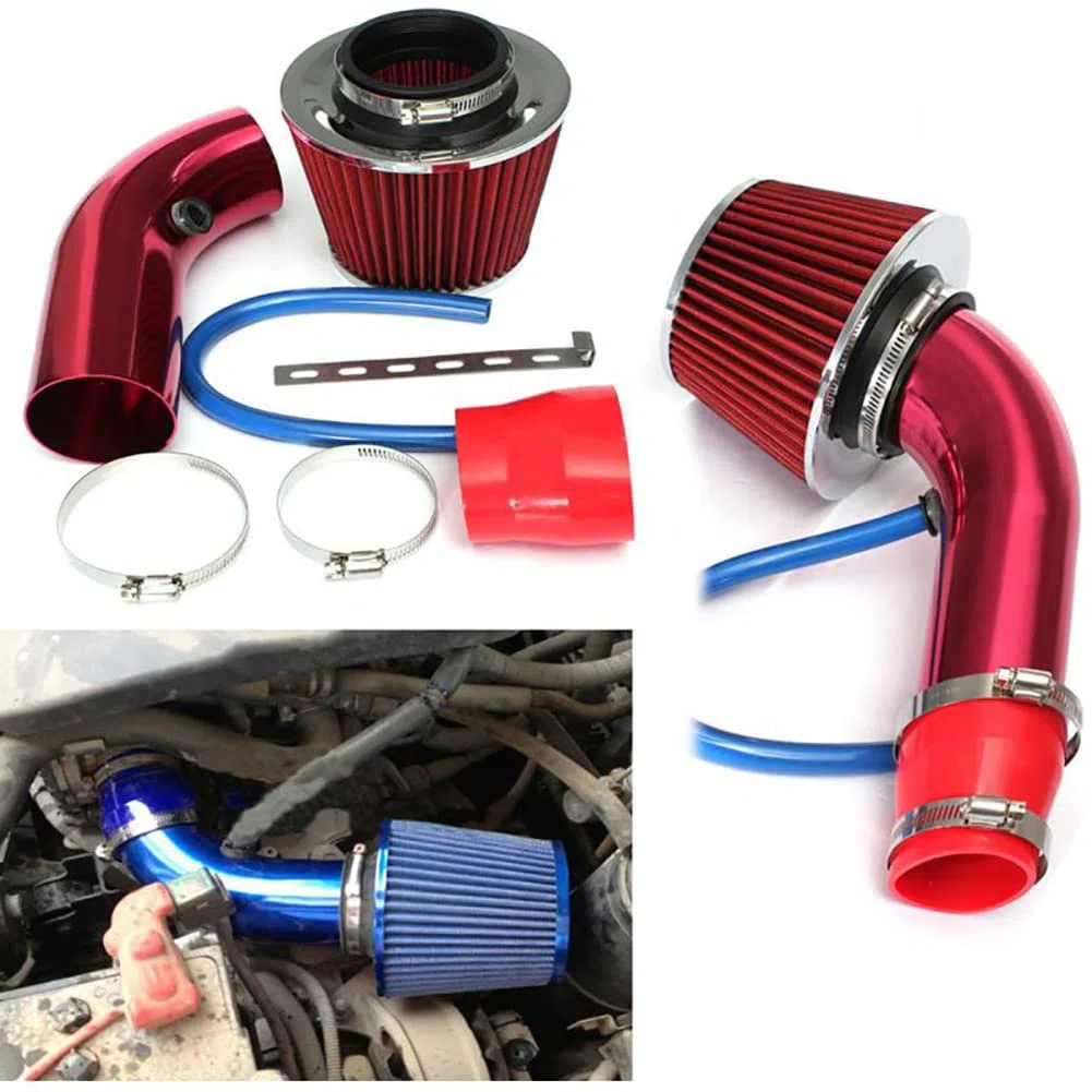 Tubo de Entrada de Aire frío, 76 mm Universal PerCompatible withmance Coche Filtro de Entrada de Aire frío Turbo Filtro de Aire automotriz de Aluminio Kit de Tubo de Manguera de Flujo
