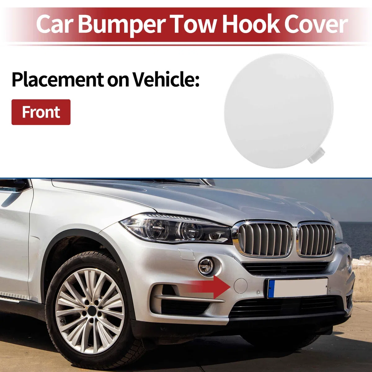 A ABSOPRO Tapa De Gancho De Remolque Para Paragolpes De Coche No.51117378591 Para BMW X5 F15 2014-2018 Blanco Mineral Plástico 1 Pieza Delantera Duradera