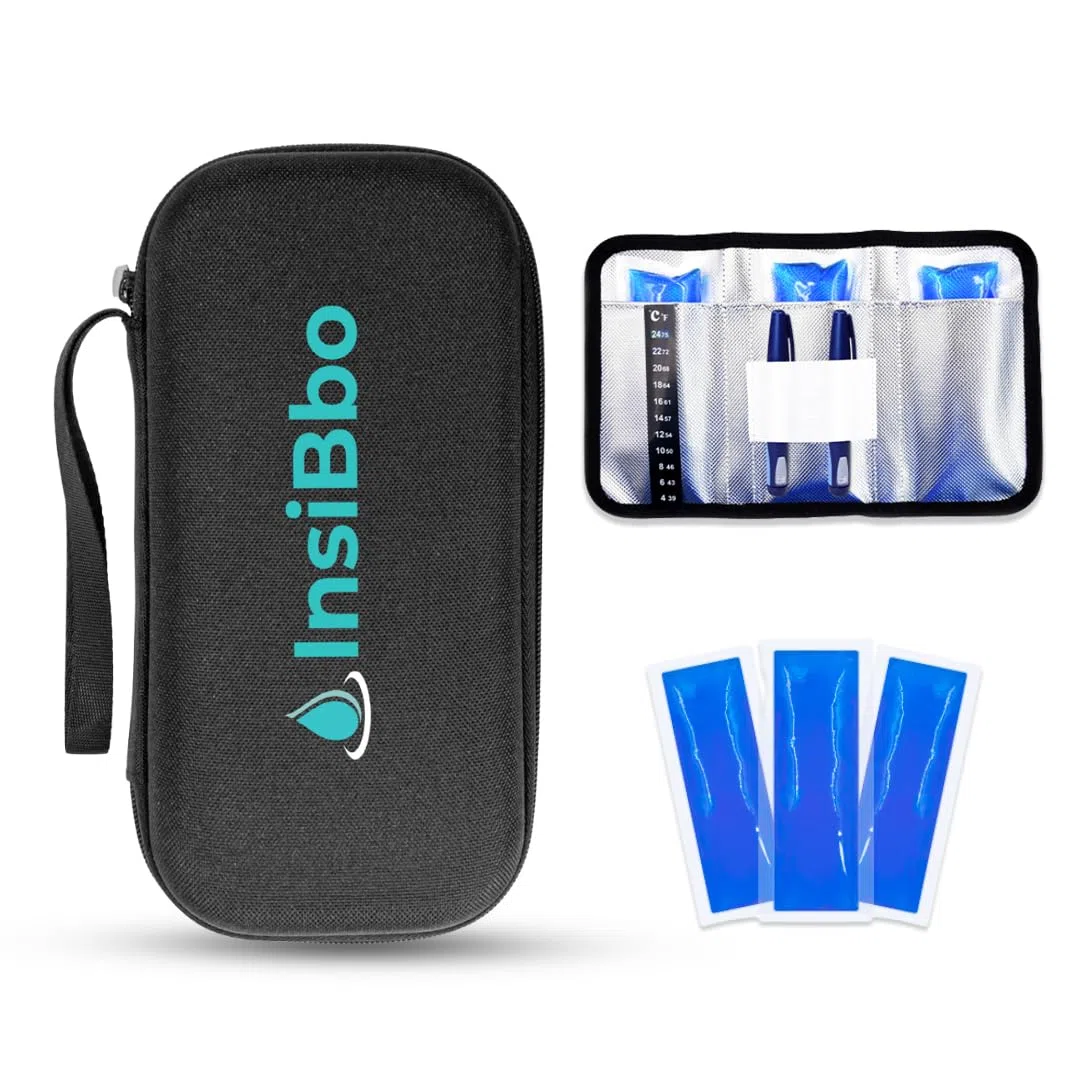 Nevera insulina viaje| estuche insulina| 3 bolsas refrigeradas de gel| nevera para insulina diabetes | Gran Capacidad de almacenamiento |cinta térmica indicador temperatura | ideal equipaje de mano.